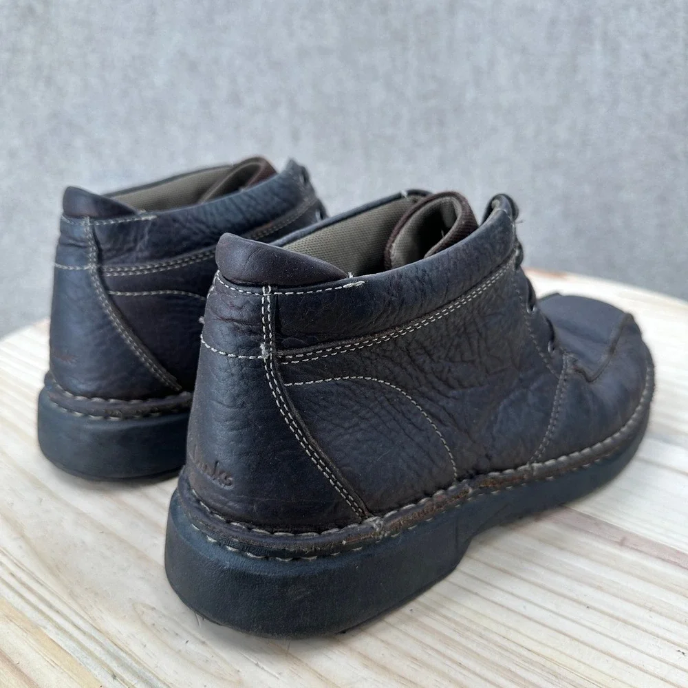 Clarks‎ Gerrard Mens 11 Dark Brown Leather Moc Toe Chukka Lace Up Ankle Boots